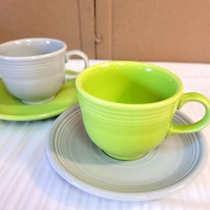 Fiesta Cups & Saucers Chartreuse Green Gray
